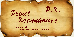 Prvul Kačunković vizit kartica